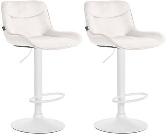 Clp Juego De 2 Taburetes De Bar Vonore En Terciopelo Crema Blanco