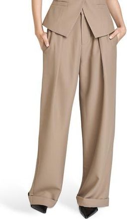 Wayf Maddox Pleated Cuff Trousers in Taupe at Nordstrom Rack, Size X-Large