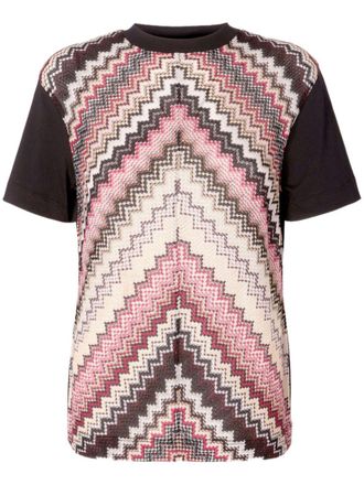 Missoni T-shirt met chevron streep - Zwart