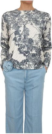 Blugirl Maglia Viscosa Stampata Avorio - Dames - Blouses - Veelkleurig - S - Polyester - Overhemden