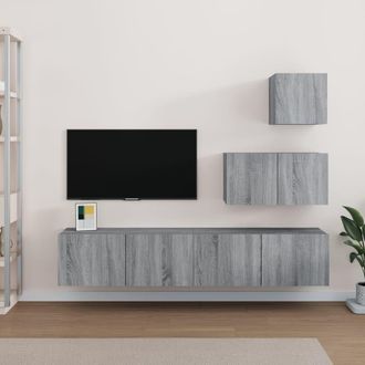Berkfield Home 4 Piece TV Cabinet Set Grey Sonoma Engineered Wood