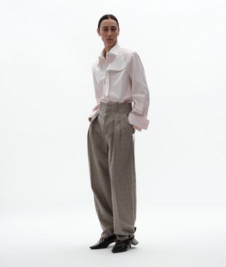 Bottega Veneta Prince Of Wales Wool Pants - Beige - Women - 34