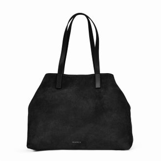 Aquatalia Womens Siena Tote, Black Suede, L, Siena Tote