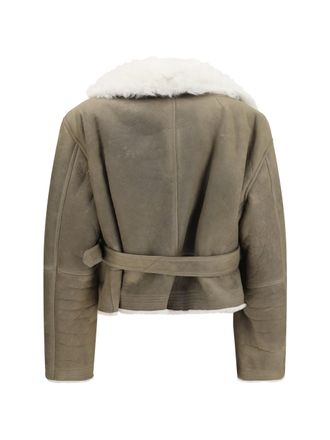 Rick Owens Womens Cropped Suede And Shearling Flight Jacket Drk Outer: Lamb Ovis Aries