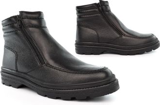 Generic Mens Real Leather Boots Mens Faux Fur Boots Size 6 Boys Boot Size 7 Ankle Boot Leather Upper Wide Open Faux Fur Zip Fastening Thermal Sizes 6-12 Black