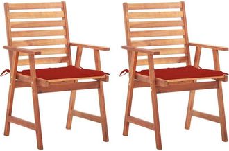 vidaXL Vidaxl - Sillas Comedor De Jard&iacute;n Y Cojines 2 Uds Madera Maciza Acacia