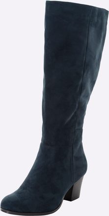 Sheego Weitschaftstiefel SHEEGO, Damen, Gr. 40, XXL-Schaft, blau (jeansblau), Lederimitat, Polyester, Schuhe Weitschaftstiefel