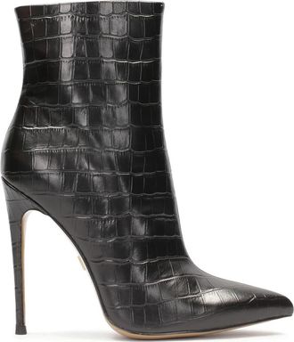 Kazar Elegante hoge stiletto laarzen met krokodillenpatroon - Dames - Laarzen met Hak - Zwart - 40 EU - Leer - Schoenen
