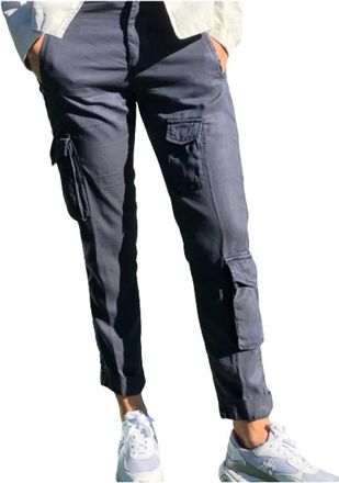Mason's Cargo Broek van Zacht Lyocell met Bronzen Knopen - Dames - Chinos - Blauw - S - Broeken