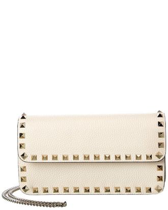 Valentino Rockstud Grainy Leather Wallet On Chain