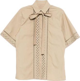 Elie Saab Camicia in cotone con ricamo - Grigio
