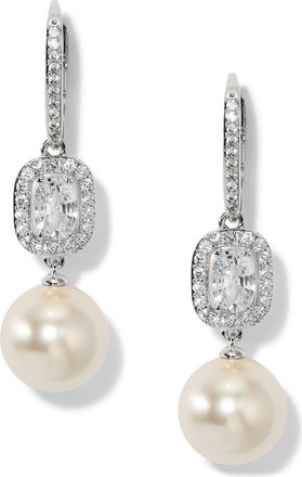 Nadri Undersea Imitation Pearl Leverback Drop Earrings in Rhodium at Nordstrom