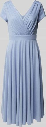 Vera Mont Knielanges Cocktailkleid in Wickel-Optik in Hellblau, Gr&ouml;&szlig;e 36