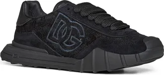 Dolce & Gabbana Womens Low-Top Sneakers Black Lace & Calf Suede Trainers
