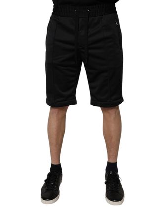 Dolce & Gabbana Mens Casual Shorts Cuffed Hem - Black - Size EU 48 (Mens)