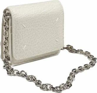 Maison Margiela Portemonnaies - Mini Wallet With Removable Silver Chain Strap - Gr. unisize - in Weiß - für Damen