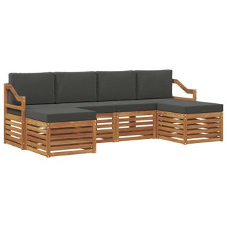 vidaXL Juegos De Sof&aacute;s Con Coj&iacute;n 6 Pcs Natural Y Antracita Vidaxl