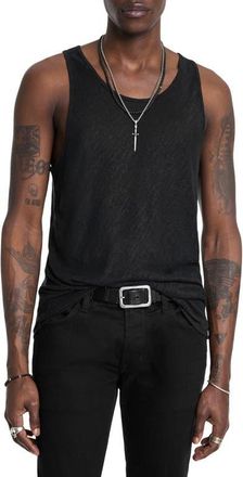 John Varvatos Broome Slim Fit Linen Tank in Black at Nordstrom, Size X-Small