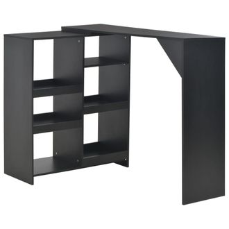 Berkfield Home Bar Table with Moveable Shelf Black 138x39x110 cm | Size: 138 x 39 x 110 cm