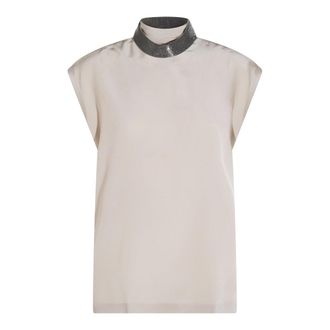 Brunello Cucinelli Top Silver Beige
