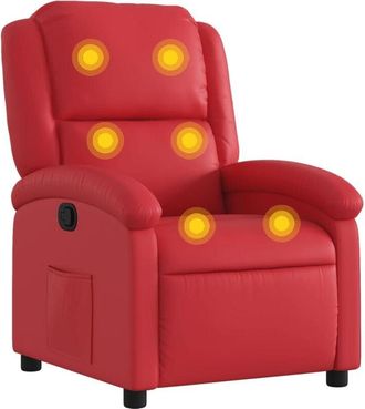 vidaXL Sillón de masaje reclinable cuero sintético rojo Vidaxl