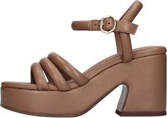 Ash Onyx Nappa Foulard Sandaal - Dames - Sandalen met hakken - Bruin - 36 EU - Leer - Schoenen