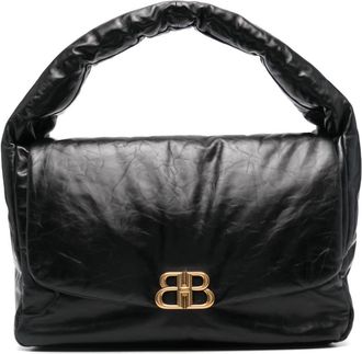 Balenciaga large Monaco shoulder bag - women - Calf Leather/Fabric - OS - Black