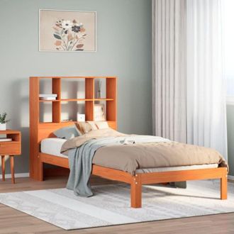 vidaXL Cama Con Estanter&iacute;a Sin Colch&oacute;n Madera Maciza Marr&oacute;n 75x190 Cm Vidaxl