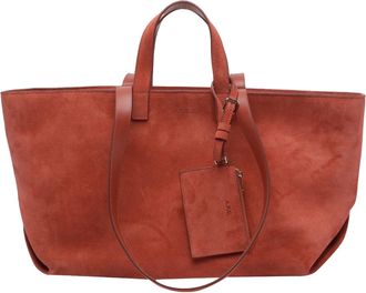 A.P.C. Brown Structured Base Suede Shopper Bag