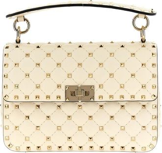 Valentino Garavani Medium Nappa Rockstud Spike Tas - Dames - Handtassen - Wit - ONE Size - Leer - Tassen