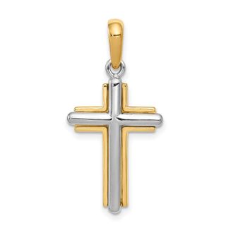 Diamond2Deal 14k Two-tone Gold Cross Pendant