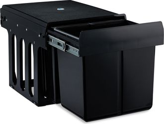 Relaxdays Relaxdays - Cubo De Basura 3 Compartimentos, Papelera Cocina Extra&iacute;ble Bajo Fregadero, 15 L Y 2x8 L, 35,1x34,3x48cm, Negro