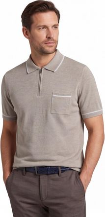 Bugatti katoenen Bugatti polo beige met rits wijde fit