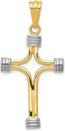 Diamond2Deal 14k Yellow Gold w/Rhodium Fancy Cross Pendant