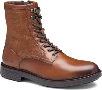 Johnston & Murphy Latham Plain Toe Combat Boot in Tan European Calfskin at Nordstrom, Size 11.5