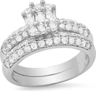 Steeltime 18k White Gold Plated 2-Piece Ring Set in Silver at Nordstrom Rack, Size 7