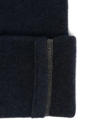 Brunello Cucinelli Cashmere Beaded Beanie - Navy