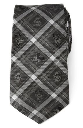 Cufflinks Inc. Mickey & Friends Plaid Silk Tie in Gray at Nordstrom