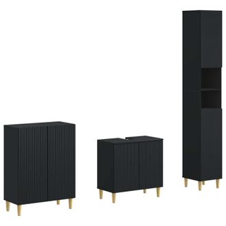 vidaXL Juego De Armarios De Ba&ntilde;o De 3 Piezas Arnhem Negro Vidaxl