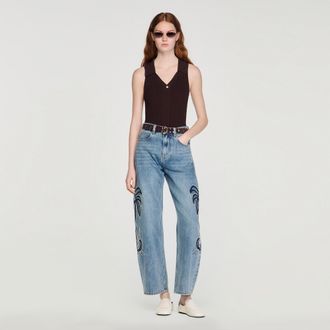 Sandro Ribbed knit polo bodysuit