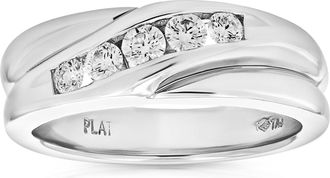 Vir Jewels 1/2 cttw Mens 5 Stone SI1 Clarity Diamond Wedding Ring Platinum Round