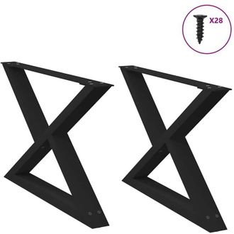 vidaXL Vidaxl - Patas Para Mesa De Centro (2 Unidades), Color Negro, 70 X (42-43,3) Cm, Acero