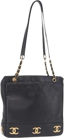Chanel Pre-owned Vintage Tote Bag - Dames - Vintage Schoudertas - Zwart - ONE Size - Leer - Vintage
