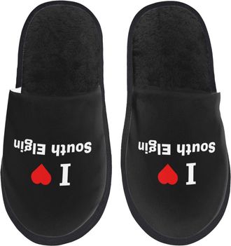 Generic Plush Mens Slipper I Love South Elgin House Shoes Warm Womens Slippers for Ladies Travel Indoor L