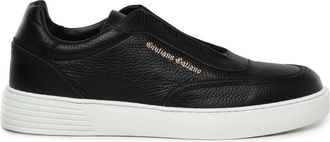 Giuliano Galiano Zwarte leren sneakers met logo - Heren - Sneakers - Zwart - 47 EU - Leer - Schoenen