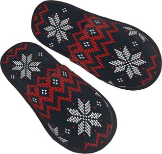 Generic Fuzzy Slippers Christmas And New Year Home Slippers Unisex Warm House Shoes For Indoor Bathroom Travel L