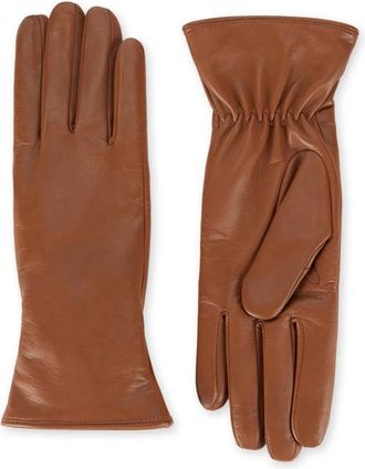 Elisabetta Franchi Accessoires, Dames, Bruin, 8 IN, Leer, Nappa Leren Handschoenen