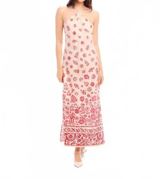 Fifteen Twenty Jaylen Halter Maxi Dress In Watercolor Border Print