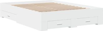 vidaXL Bed Frame with Drawers without Mattress White 135x190 cm Double Vidaxl