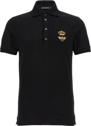 Dolce & Gabbana Black Embroidery piquet polo